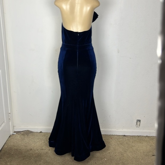 Eva Mejl navy blue velvet gown dress size L - Picture 5 of 9